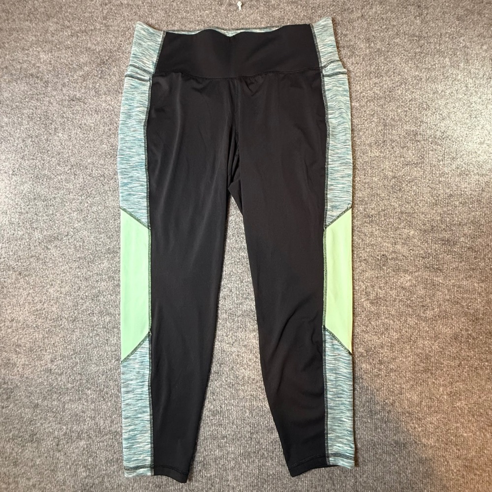 LIVI Active Womens Plus Size 18/20 Colorblock Leggings Black Teal Mint Pockets